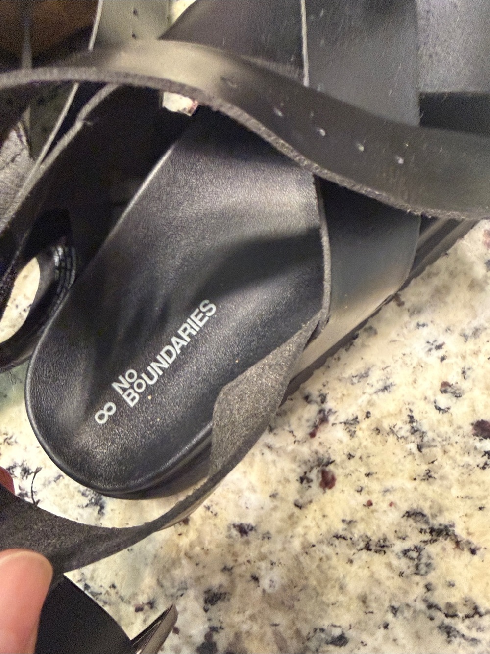 No Boundaries Black Cross-Strap Ankle Tie Sandals - Picture 3 of 3